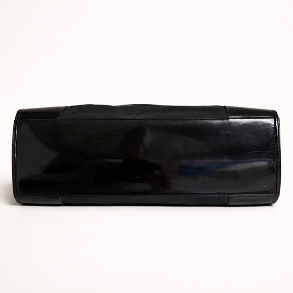 Tory Burch Large Ella Tote Black Nylon Patent Logo Shoulder Bag - Picture 5 of 8